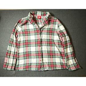 Family PJs Macys Womens Medium Red Green Plaid Flannel Pajama Top Button Down